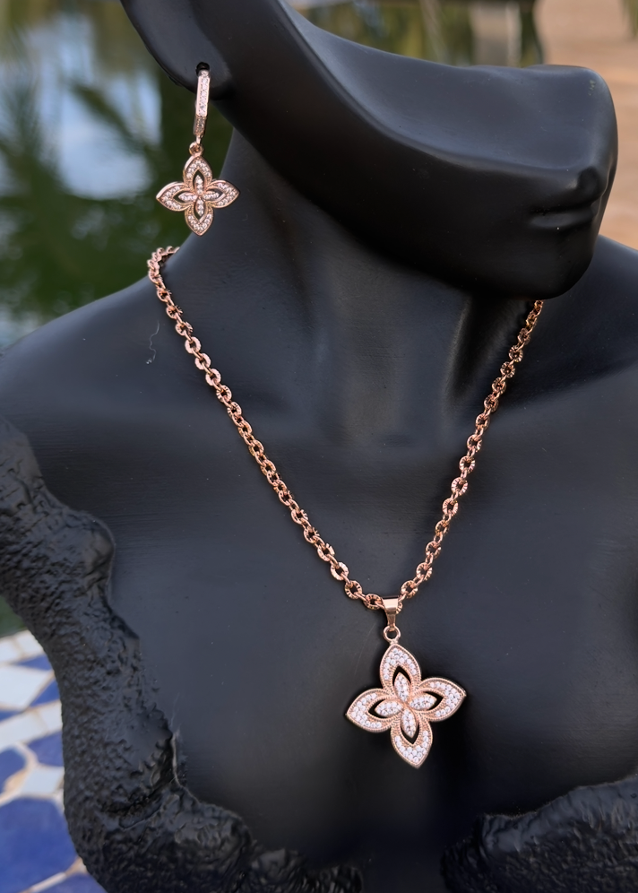 Ensemble Fleur Solaire (collier + boucles)
