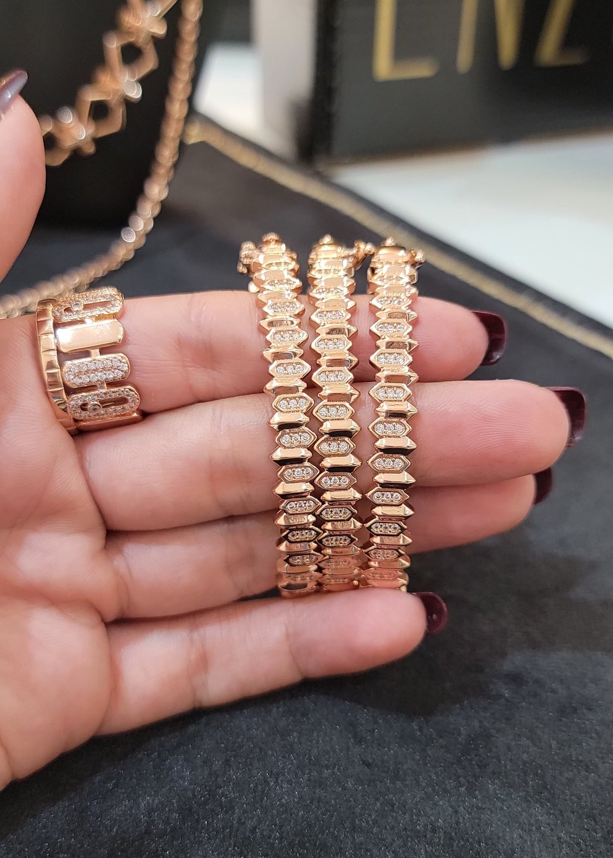 Bracelet Spikes OR ROSE (5.5 CM)